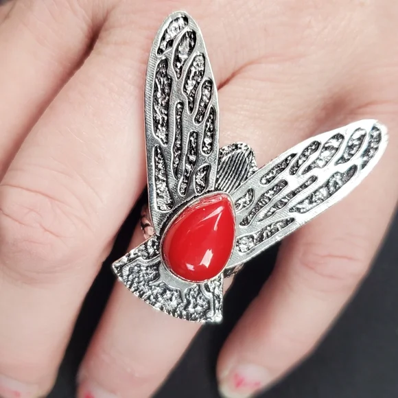 New Coral Flying Insect Silver Ring. - Picture 5 of 14